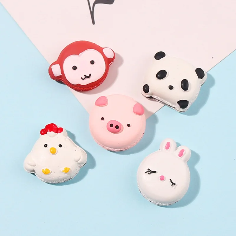 

new arrival artificial cute cartoon animal donut shape resin charms cabochons for diy decoration