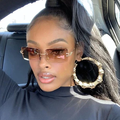 

2021 Hot sale Rectangle Sunglasses men luxury sun glasses Fashion big frame square Rimless Vintage Sunglasses Women, Customer's colors