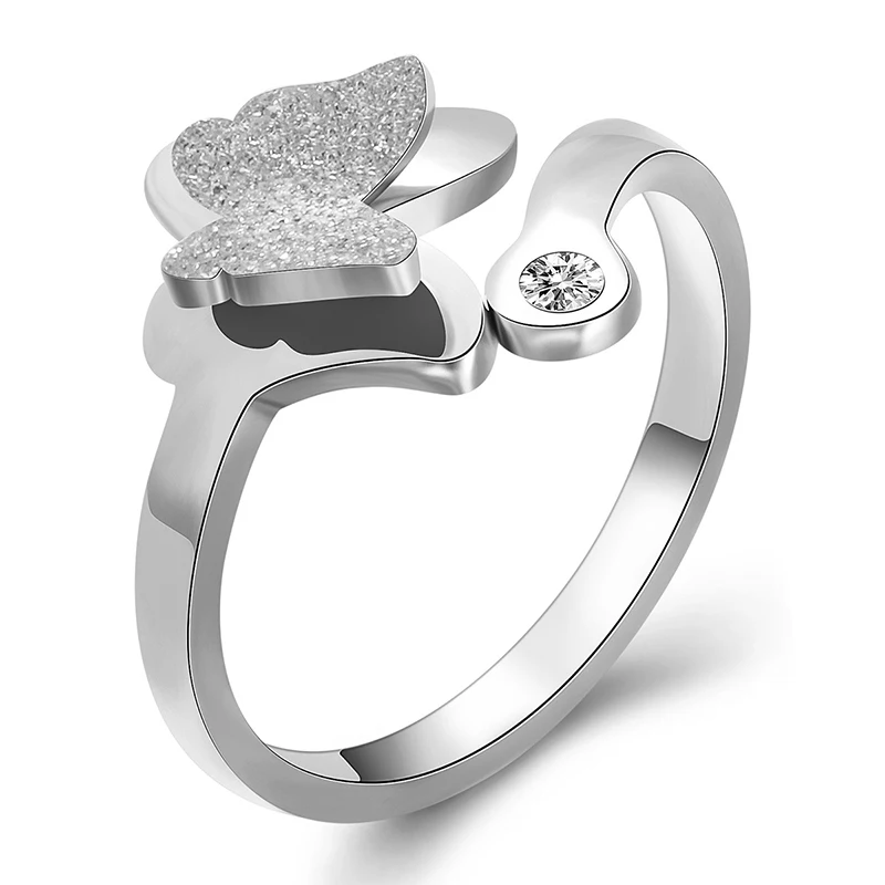 

Blues RTS Hip hop Bling fashion open adjustable stainless steel butterfly ring