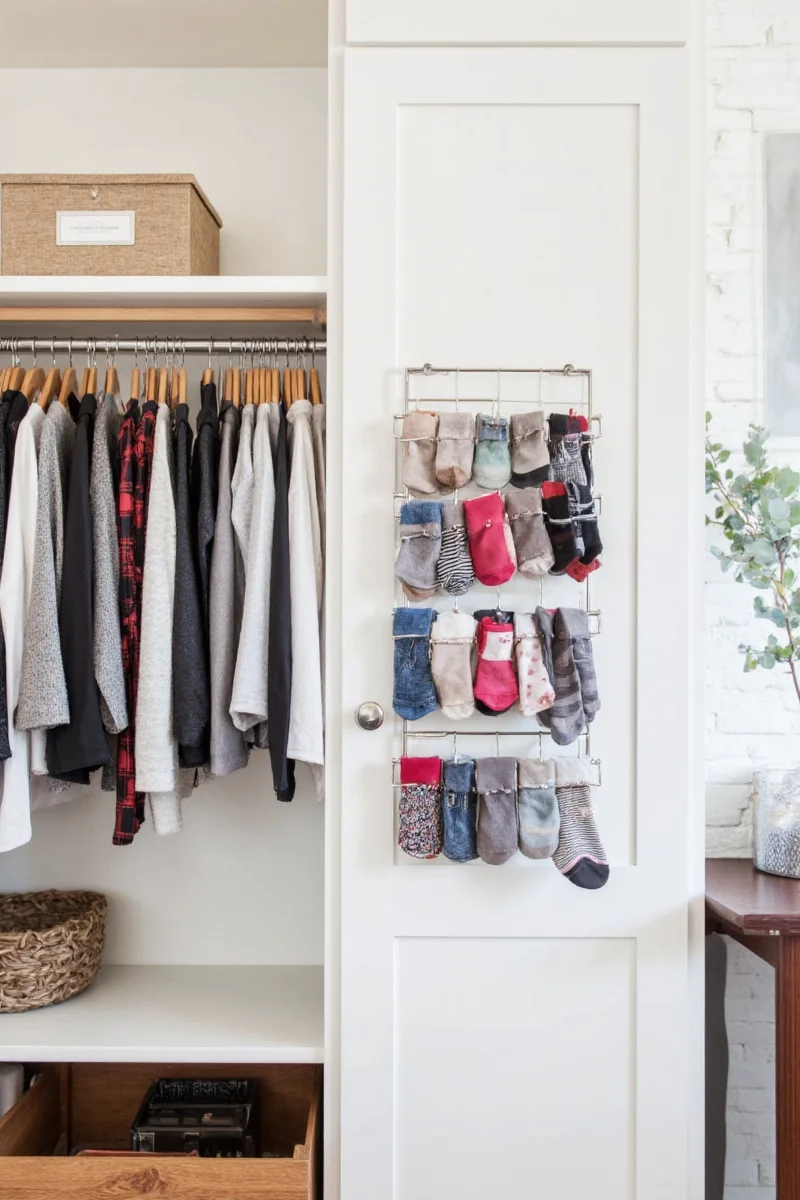 Before and after transformation of a cluttered to organized closet