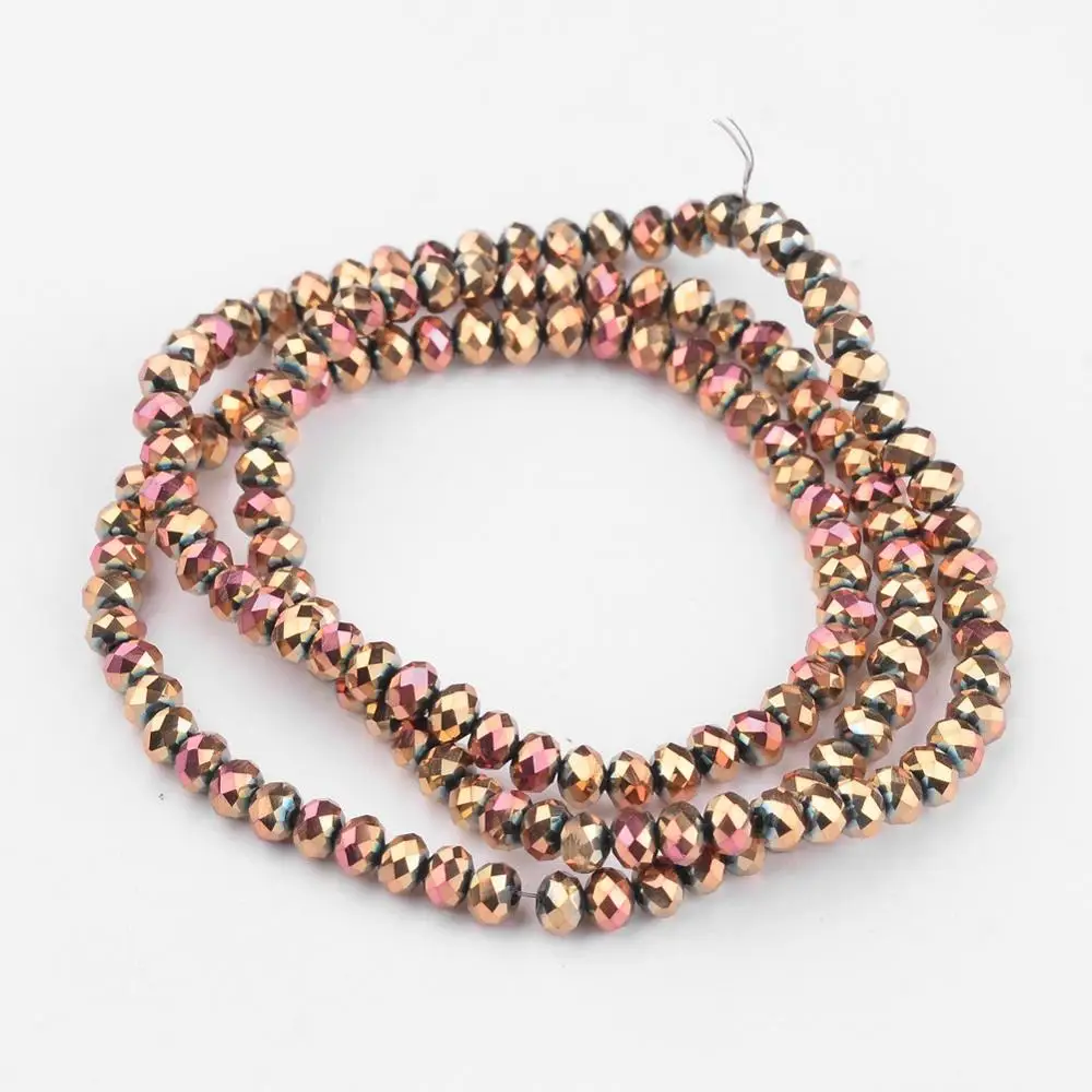 

PandaHall 4mm Rose Gold Plated Faceted Rondelle Electroplate Glass Bead