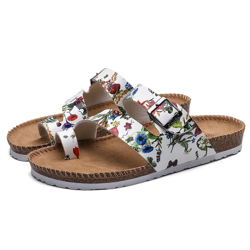 

Women Fashion Flip Flops Sandals lady Slides Slippers Beach Cork women Slippers with Buckle Straps, As picture