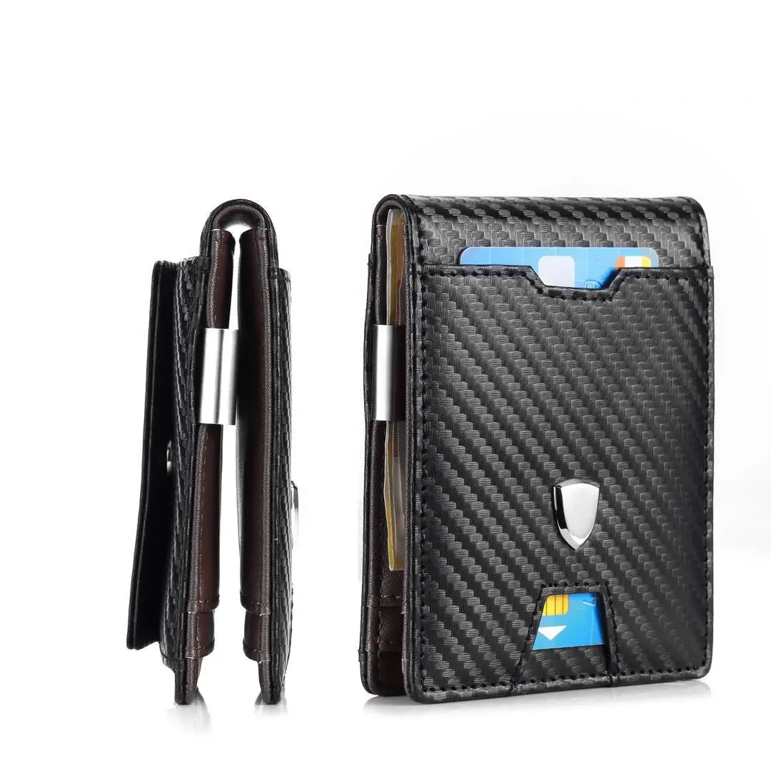 

carbon fiber anti-theft gold clip men's card change wallet business wallet business bifold purse