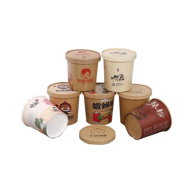 
32 oz chinese soup bowl with lid big volume disposable hot soup paper bowls 