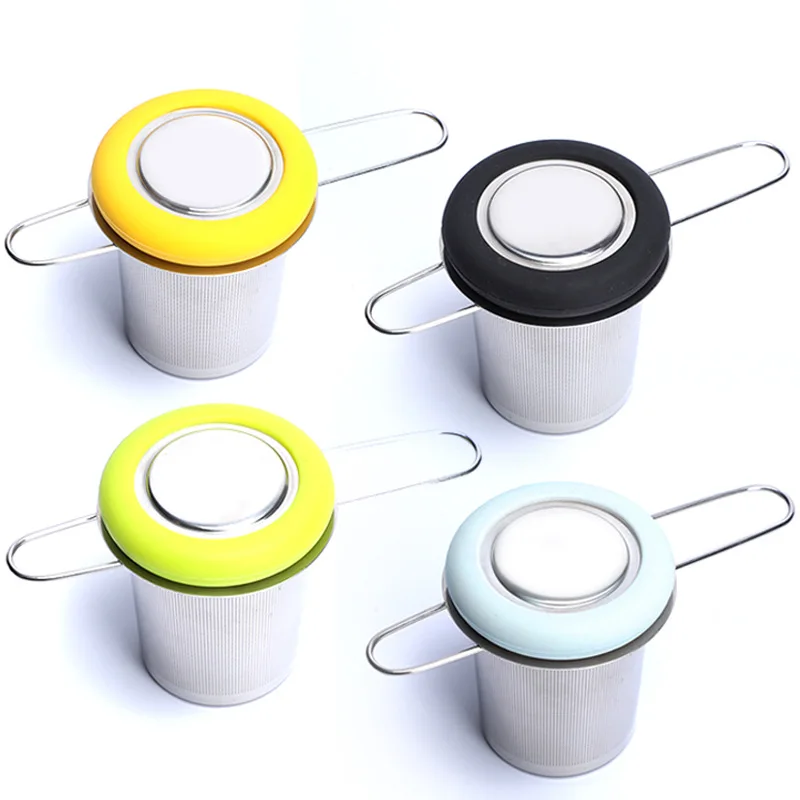 

Customized Logo Double Handle Fine Mesh Loose Leaf Tea Strainer/Filter/Tea Infuser stainless Steel with lid, Customized color