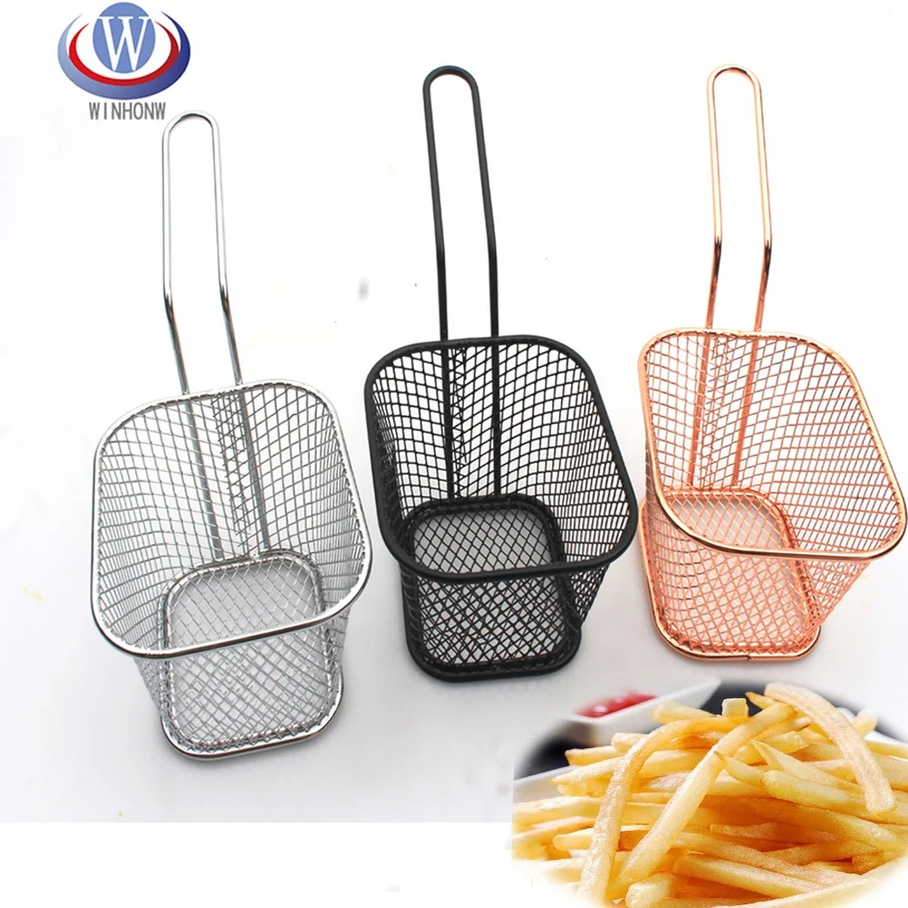 

Wholesale Good Quality mini fry basket Colander Fry Basket, Silver, gold, copper