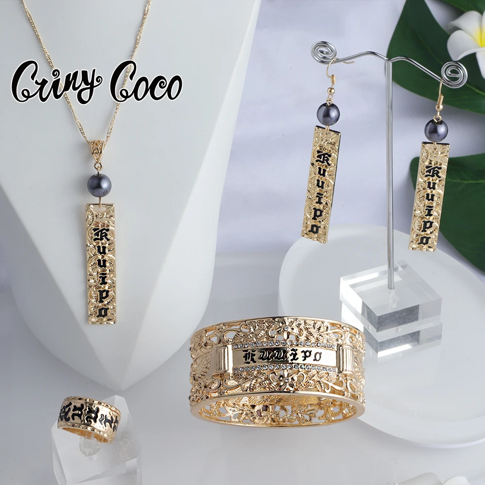 

Cring CoCo Simple necklace 14k gold jewelry polynesian set 4 pcs Rings Bracelet Hawaiian jewelry Wholesale