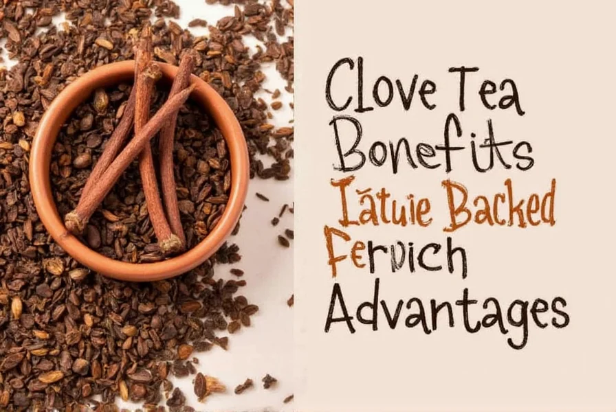 Proper preparation method for clove tea showing whole cloves, water temperature, and steeping time