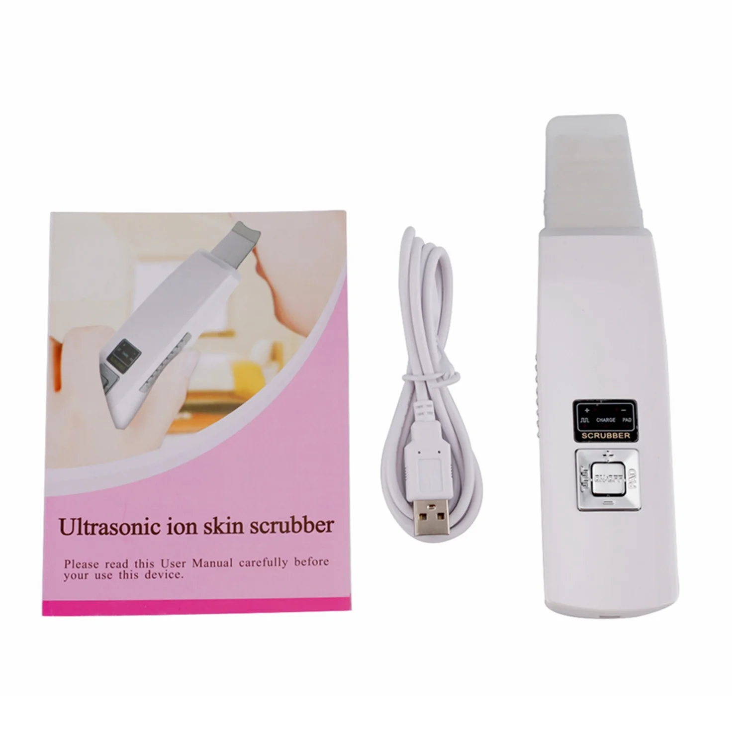 

Face scrapper skin scrubber ultrasonic ultrasonic skin scrubber video explaining use for personal use 2021 latest design, White