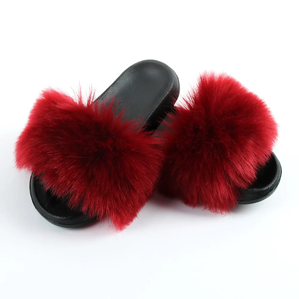 

Fashion Summer Womens Outdoor Sandals Slippers Luxury Fur Slippers For Women, As picture