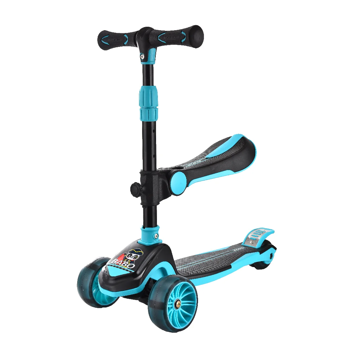 

Children Multi function 3 in 1 folding seat mini kids kick scooter with Light PU wheels