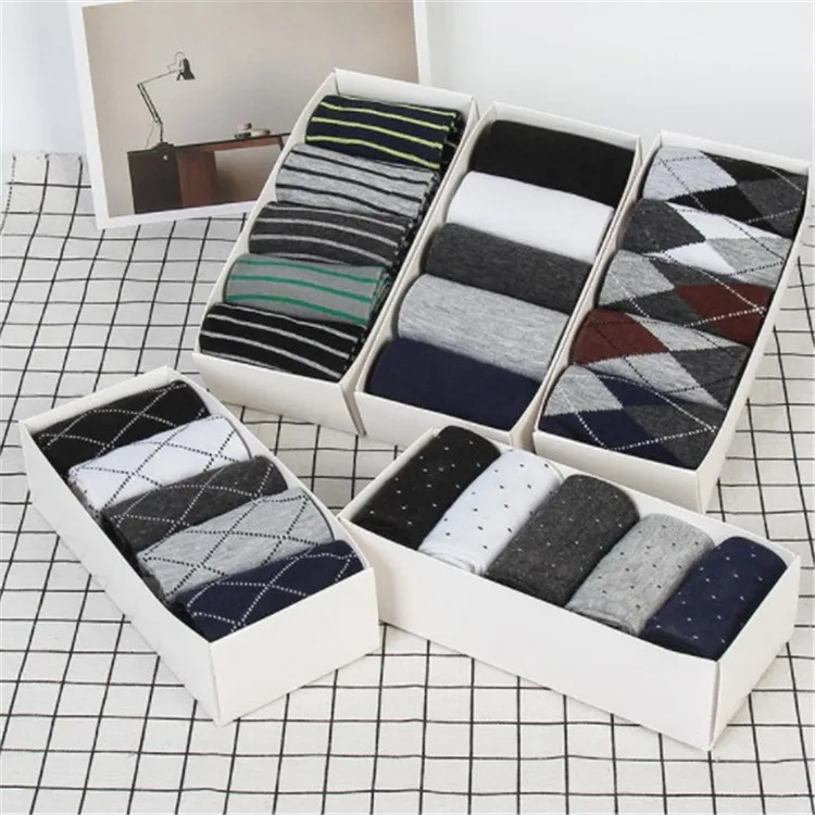 

New style men's business socks British style all - go striped socks men 5 pairs in a box, Solid color, large rhombus,dot , stripes, small rhombus