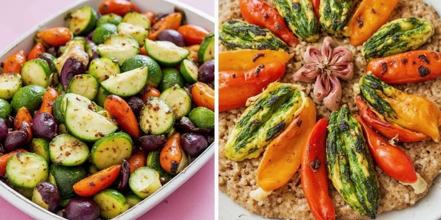 Zucchini with herby glaze.