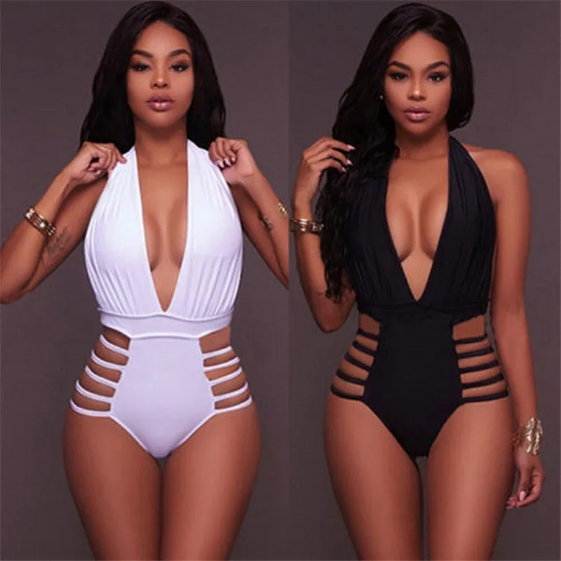 

Fashion Monokini Women Beach Wear Bandage Strappy Swimsuit One Piece Hollow Out Bikinis Bathing Suit Swimwear Bikini 2021