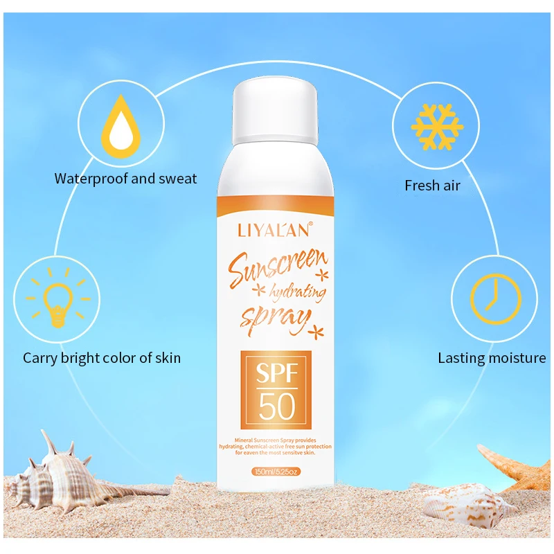 Spf 50+ Lightweight Oil Free Sunscreen Hydrating Spray For Face And