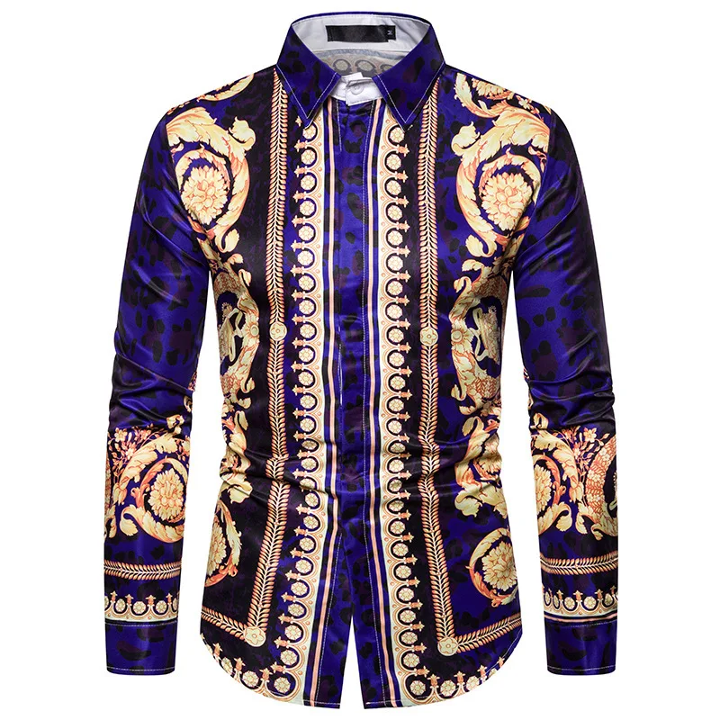 

Men's Long-sleeved Shirt Creative Retro 3D Print Casual Men's Shirt