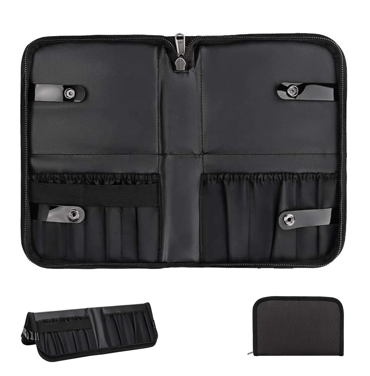 

New Design Small Hand Holding Waterproof Hard Shell Zipper Makeup Brush Cosmetic Bag For Travel, Black