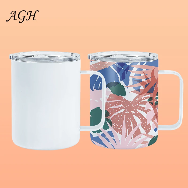 

Usa Warehouse AGH 10oz Stainless Steel Vacuum Insulated Sublimation Blanks Travel Coffee Mug with Handle for Sublimation