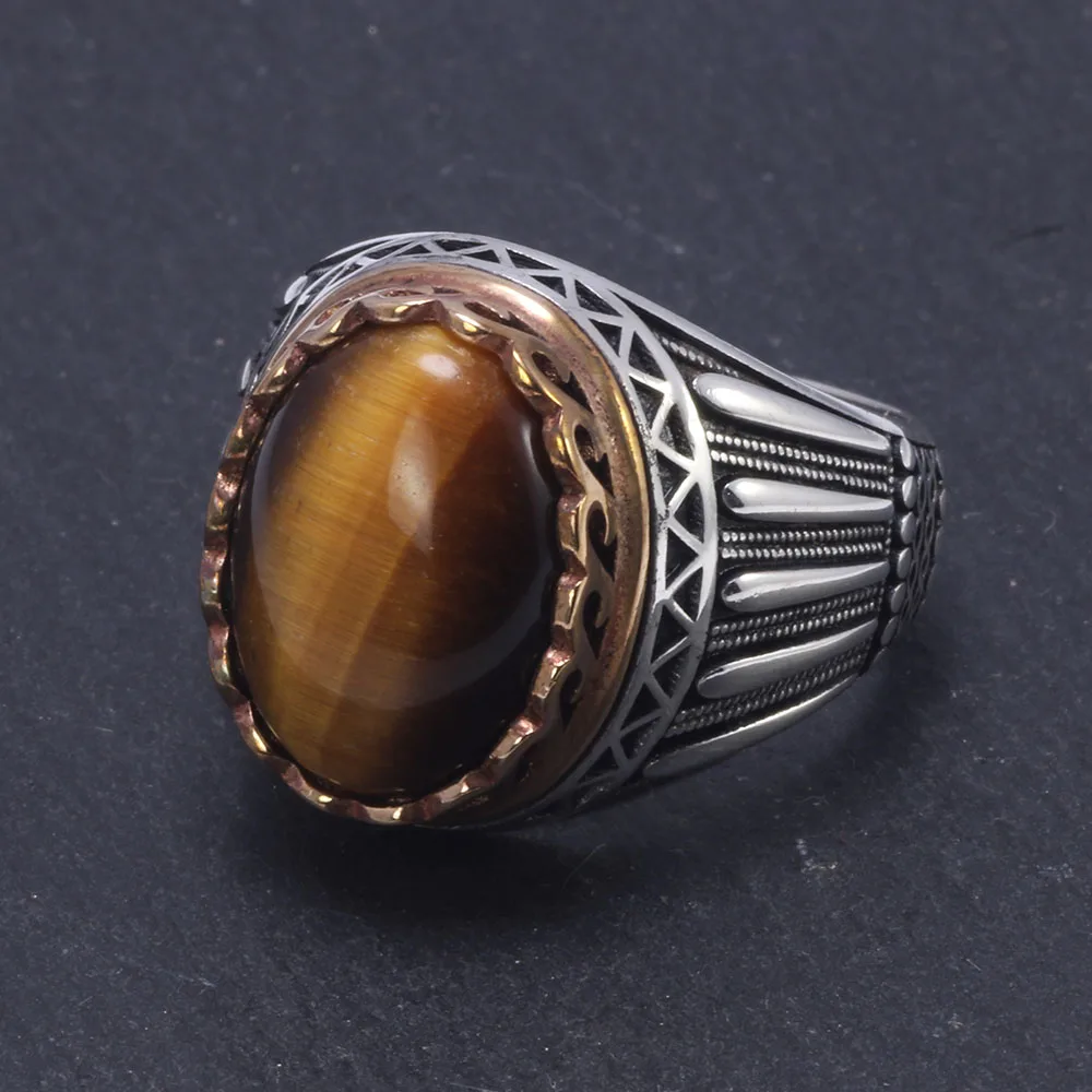 925 Silver Gems Stone Mens Rin	