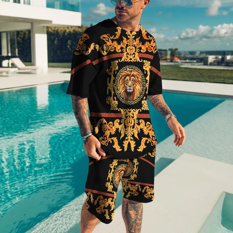 

Fashion Mens Track Suit Sets Summer Tracksuit Sportswear Clothing T Shirt 2022 Men Two Piece Set T-Shirts For Men