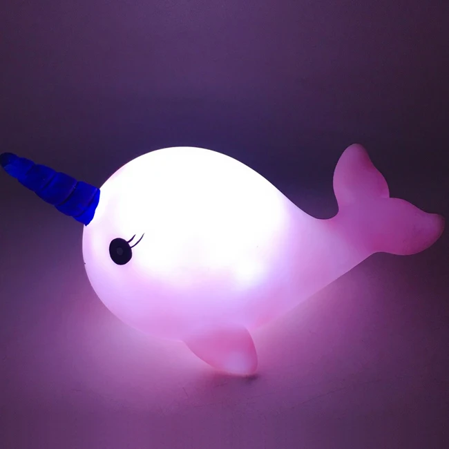 Promotional Gift Pink Adorable Narwhal Decorative LED Baby Night Light