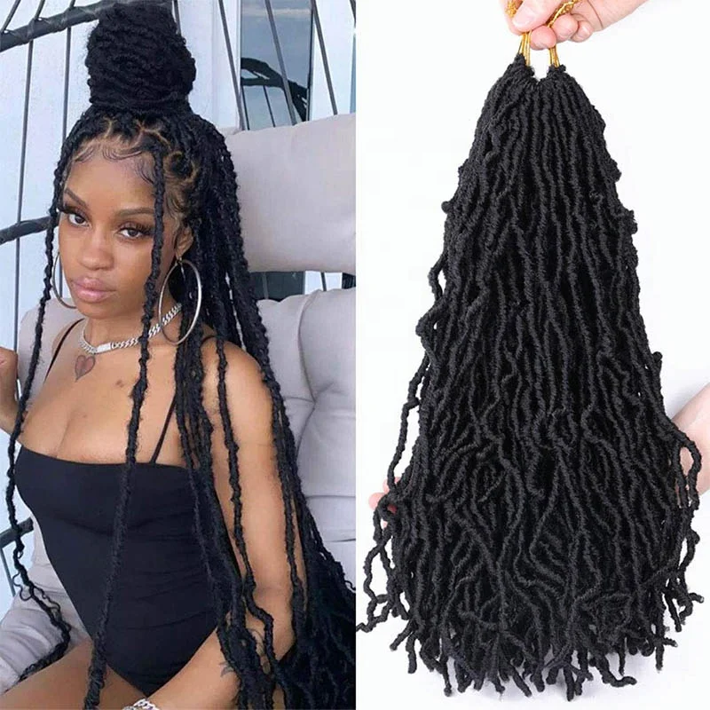 

Nu Soft Locs 18 inch Faux Locs Crochet Hair Pre-Looped Crochet Braids 100% Premium Fiber African Roots Locs Hair Extensions