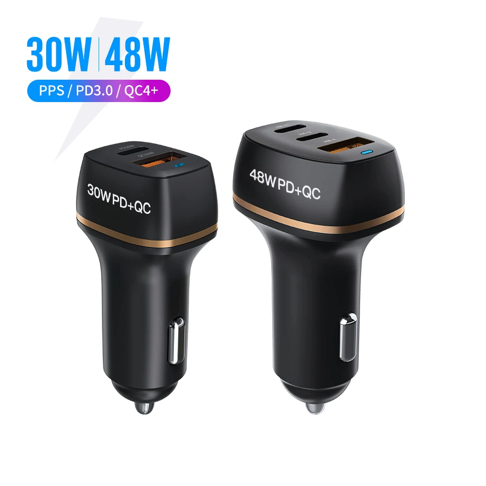 

2020 Trending Car Charger Accessories Quick Charge PD 30W QC4.0 2 Ports Usb Car Charger Adapter Led Display For iPhone/Laptop