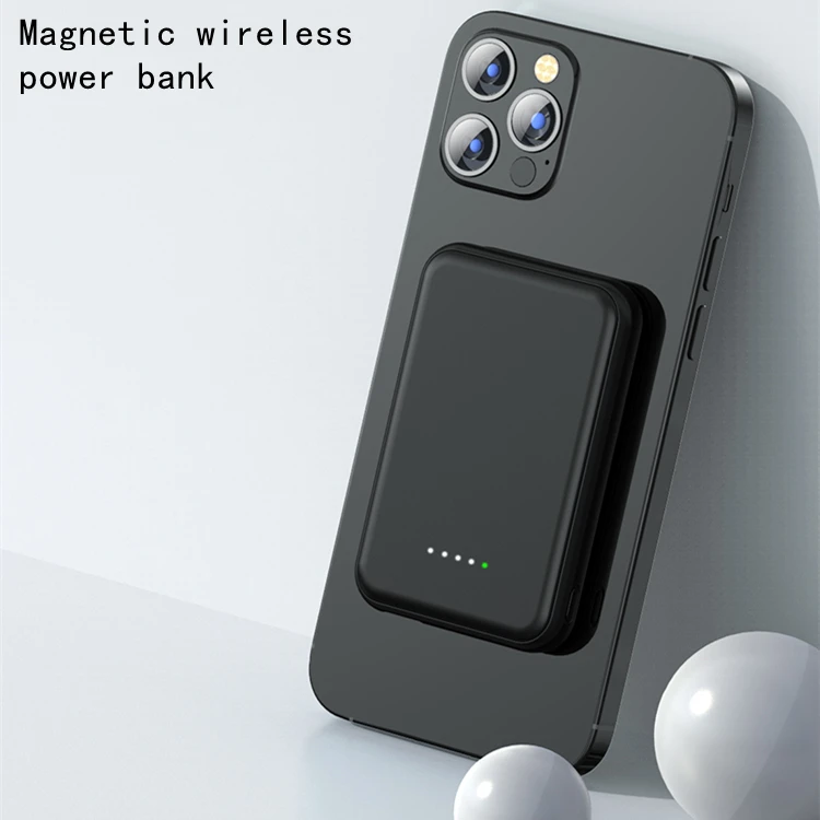 

Newest Mini Portable 5000mah magnet charger powerbank Magnetic powerbank wireless, Black+green+white+pink