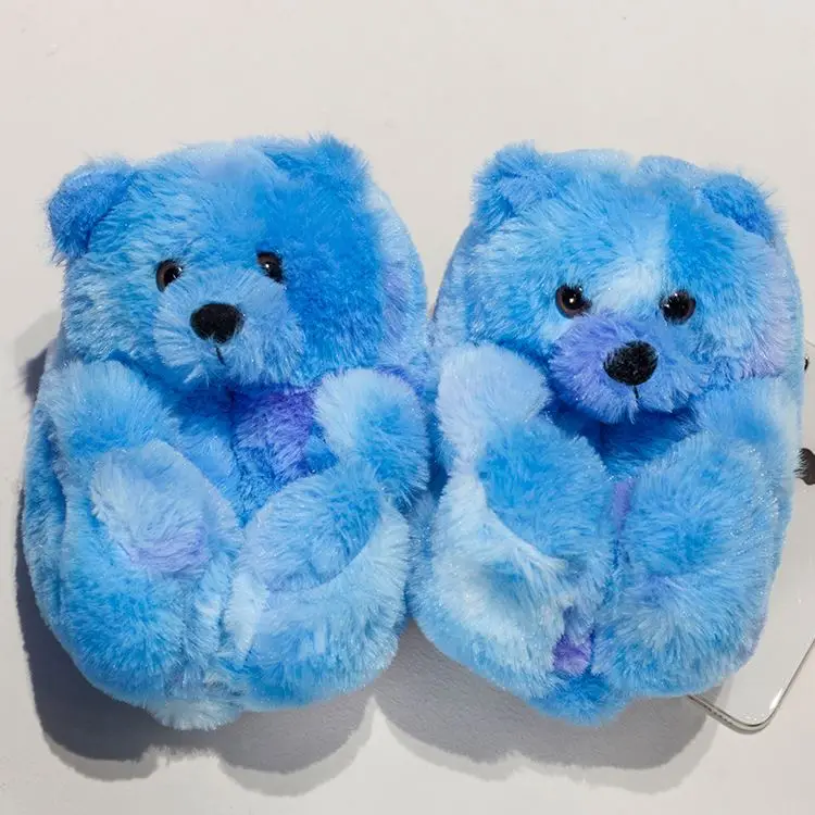 

Wholesale custom hot selling stuffed plush toy 12 inch (Internal 8.5inch) Rainbow Teddy plush Bear Slipper, Picture