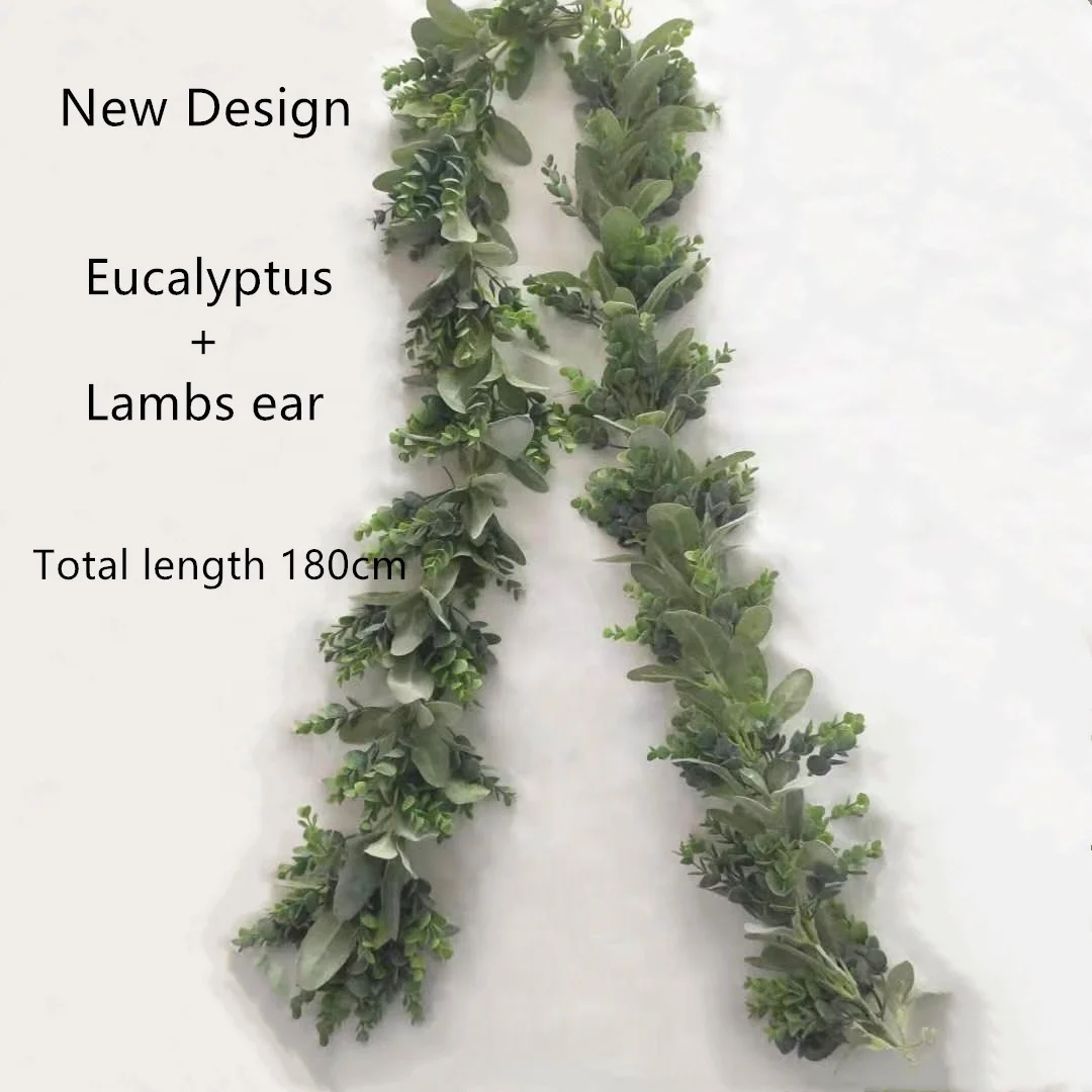 

QSLH-C1380 Amazon New Design 6.56FT Artificial Lambs Ear Leaves Eucalyptus Garland