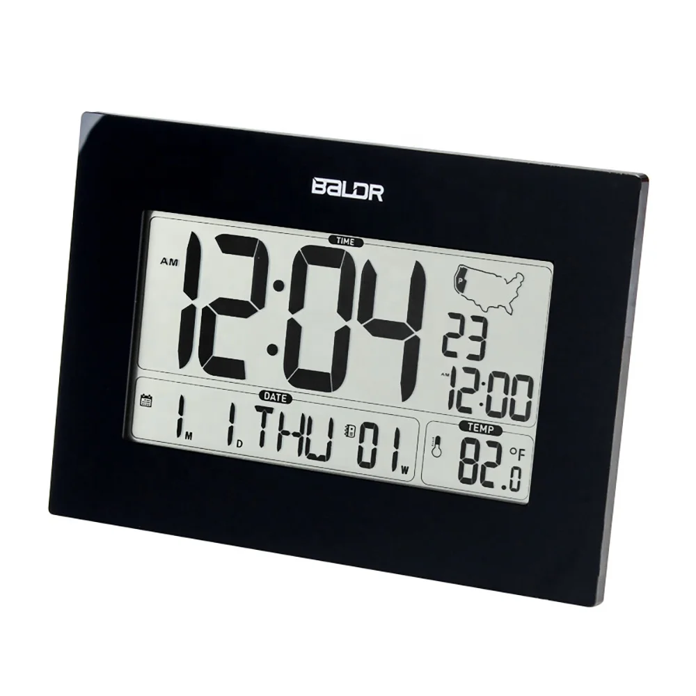 

BALDR B0311Digital Atomic Desk Clock Calendar RCC Thermometer Hygrometer Indoor Temperature Meter Humidity Gauge Wall Clock