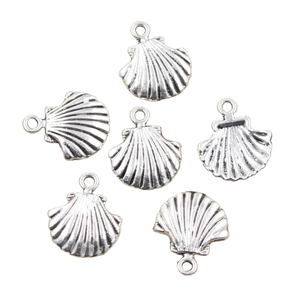 Charms shell 18x15mm Handmade Making fitVintage Tibetan Silver Color PendantsDIY For Bracelet Necklace