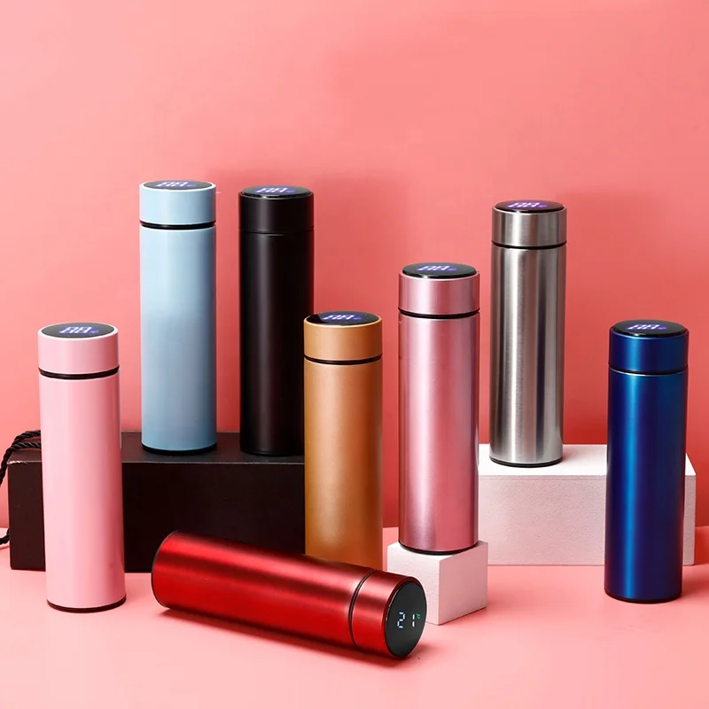 

500ml Vacuum Stainless Steel Thermo Intelligent Temperature Display Water Bottle, Customized color