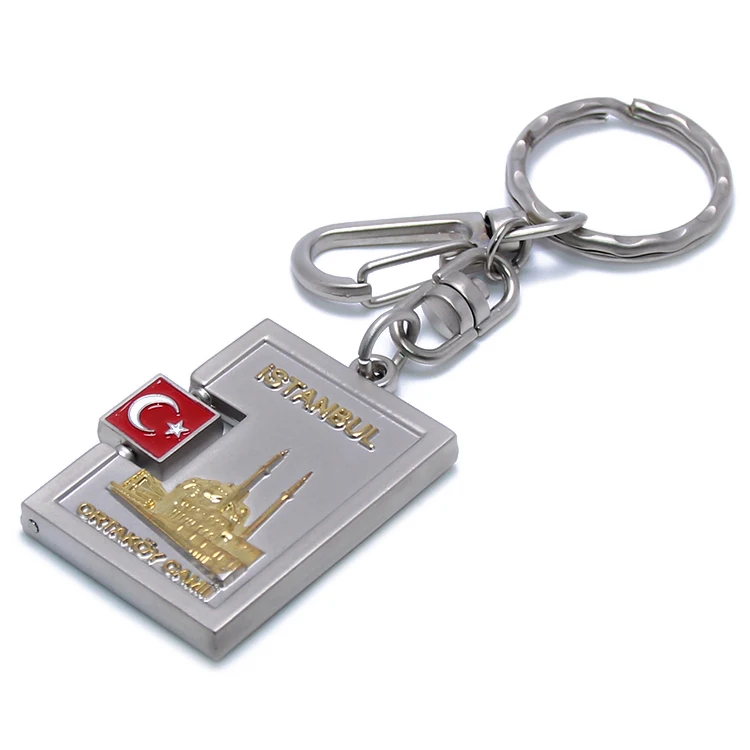 
Customized Metal Key Chain Keyring Rotate Turkey Flag Istanbul Souvenir Gifts Key Ring Holder Zinc Alloy Souvenir Keychain 