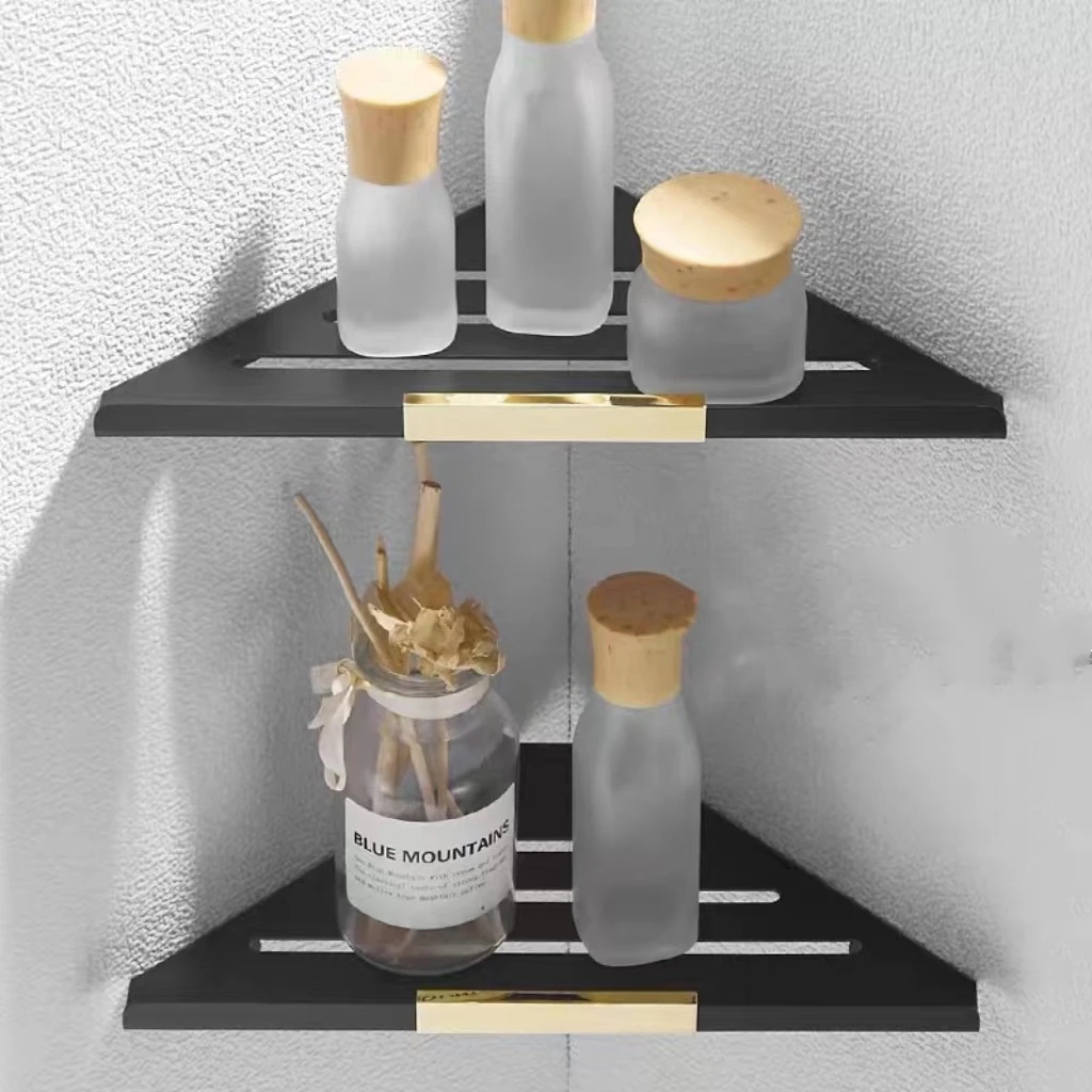 Bathroom 304 stainless steel triangle square storage rack wall mounted corner storage rack