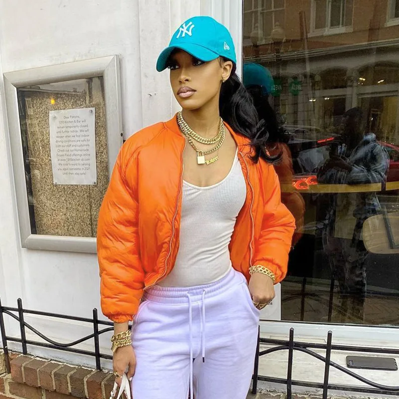 

2021 fall women's cotton clothes fashion solid color Long sleeve cardigan keep warm cotton-padded jacket, Can be customized