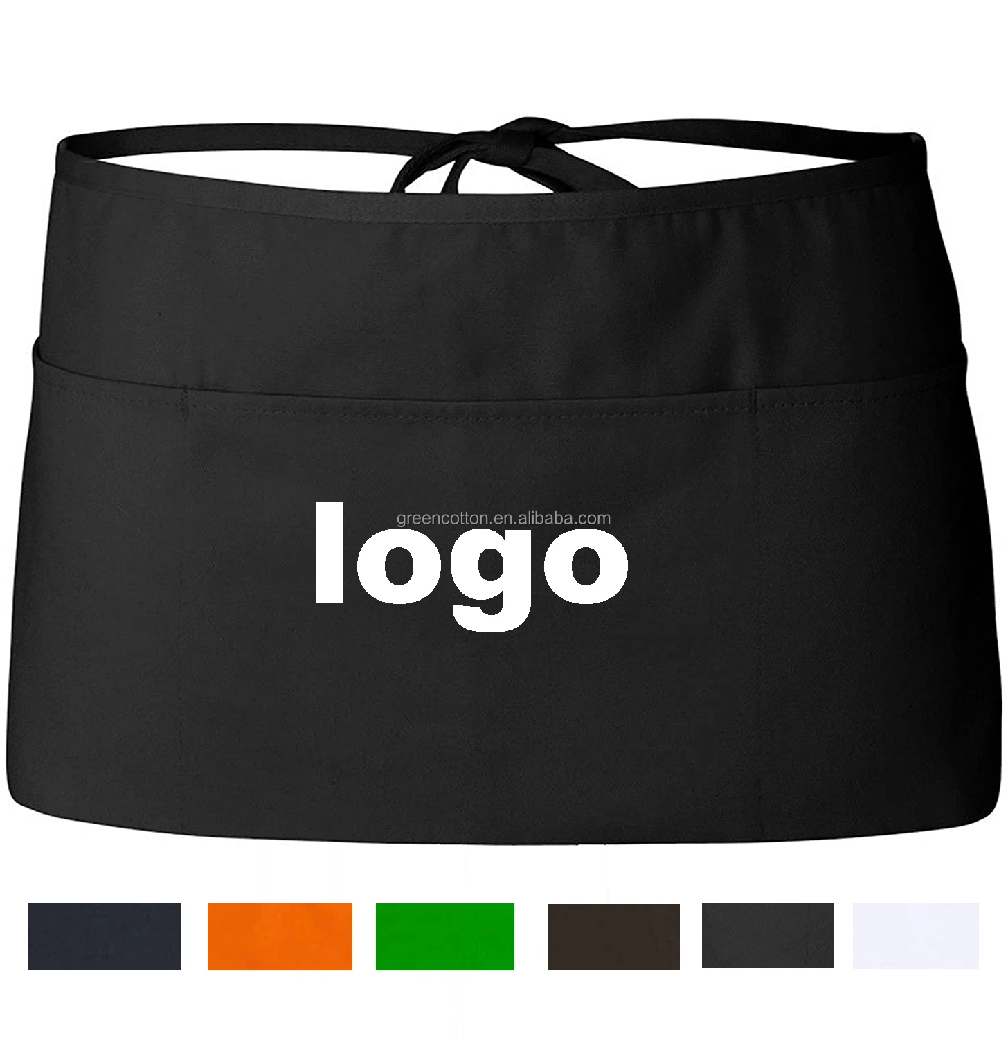 

Wholesale High Quality Waist Aprons With Pockets Custom Logo Cotton Short Waist Apron