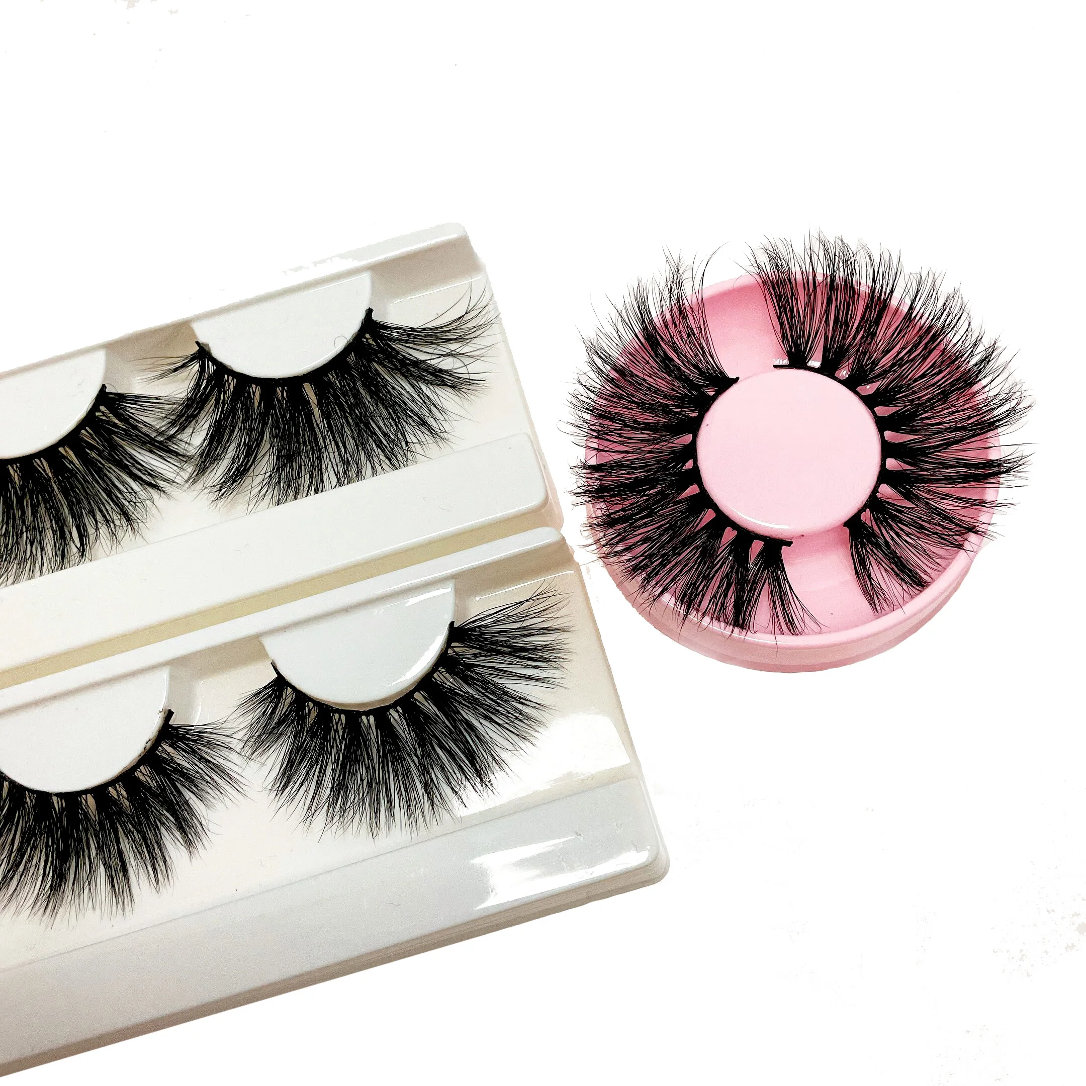 

Professional factory bulk wholesale 25mm 3d mink eyelashes real siberian mink 25mm lashes, Black
