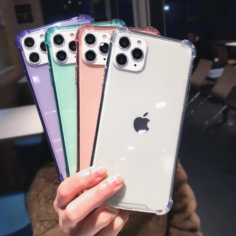 

New design multicolor transparent TPU phone case 1.5MM mobile cover for iPhone 11 pro max, Multi