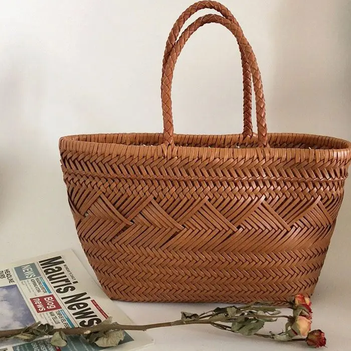 

EMG6234 Fashion women's genuine leather weave handbag tote bag pattern hand-woven cowhide bags