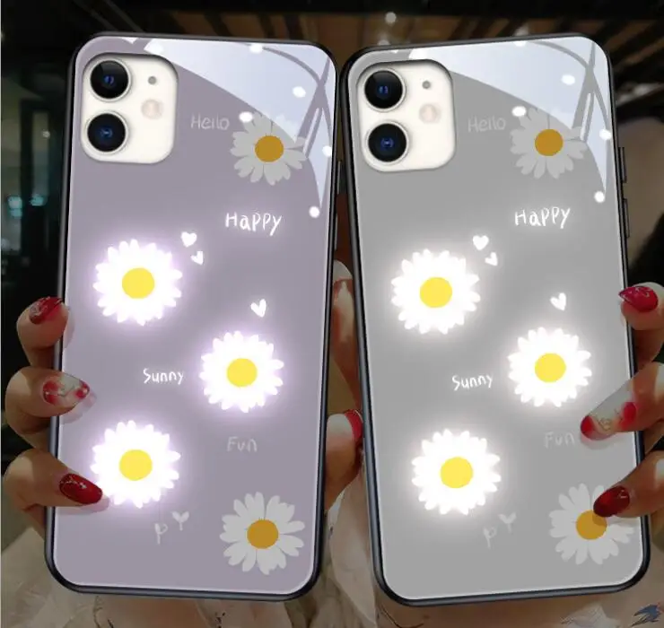 

2020 cellphone lightning flash voice smart control mobile glass led phone case for iphone 11, for iphone 11 street design case