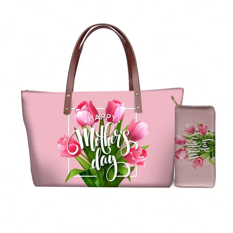 

Love U Vintage Orange Tulips Printing Design Happy Mother's Day Gifts Exclusive Handbags Tote Bags For Ladies Women Bags