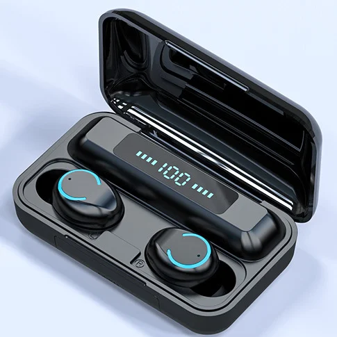 

F9 TWS Wireless Earbuds Headphones Touch Button Blue tooth 5.1 Audifonos TWS HIFI Mini In-ear Waterproof Blue tooth Earphone, Black