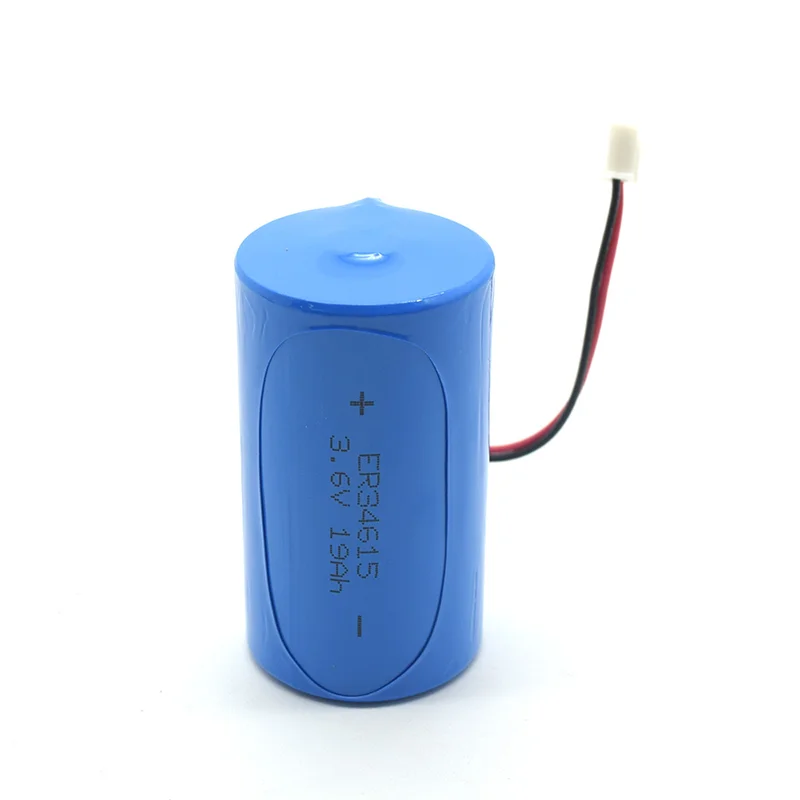 Lisocl2 Lithium Battery 3.6v Er34615 D Size 19000 Mah With Wire And