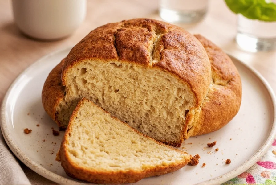 Sliced cinnamon Amish bread served with butter and coffee on a rustic wooden table