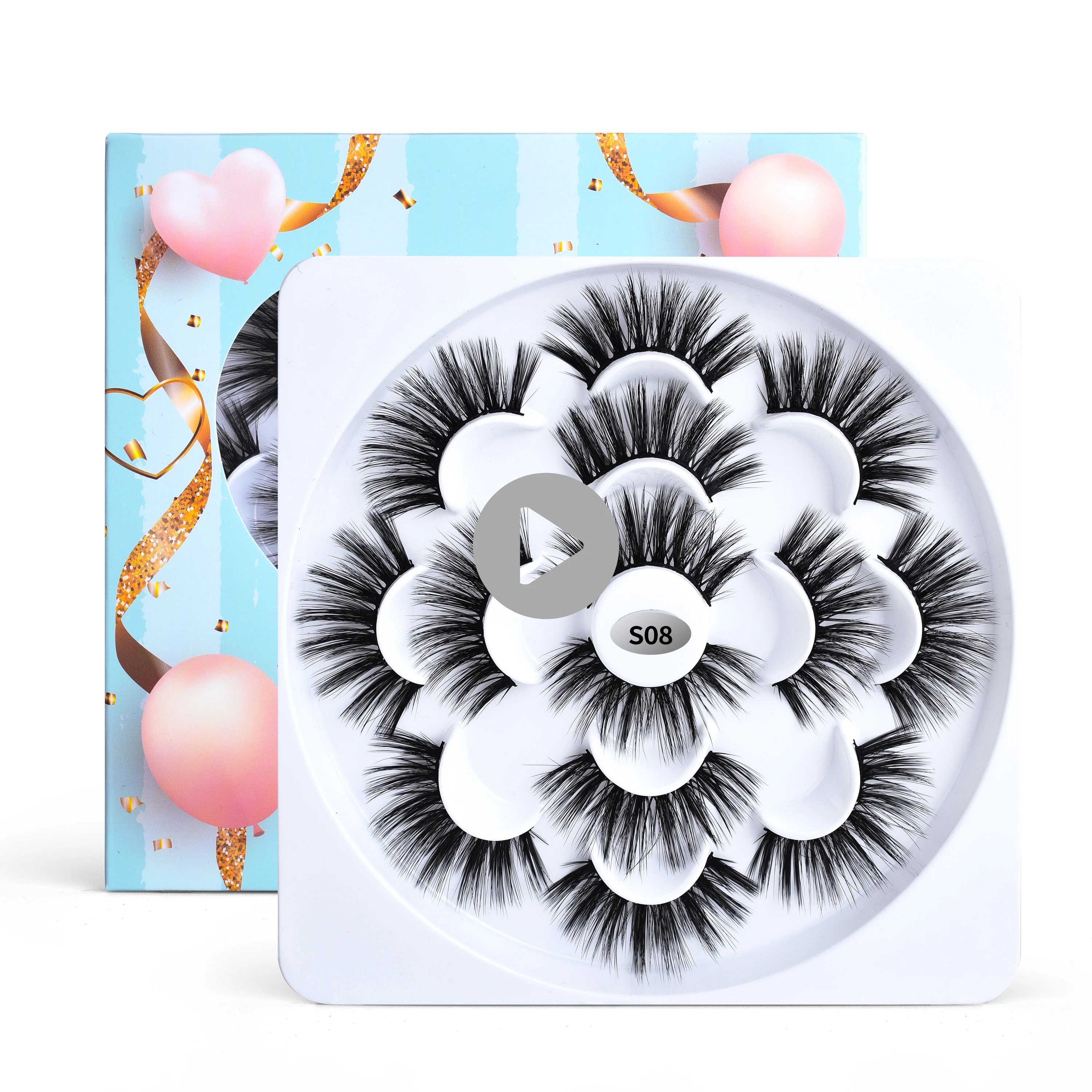 

flower trays mixed Full Strip False faux mink eyelashes vendor customized boxes magnetic 3d mink eyelashes extension, Black