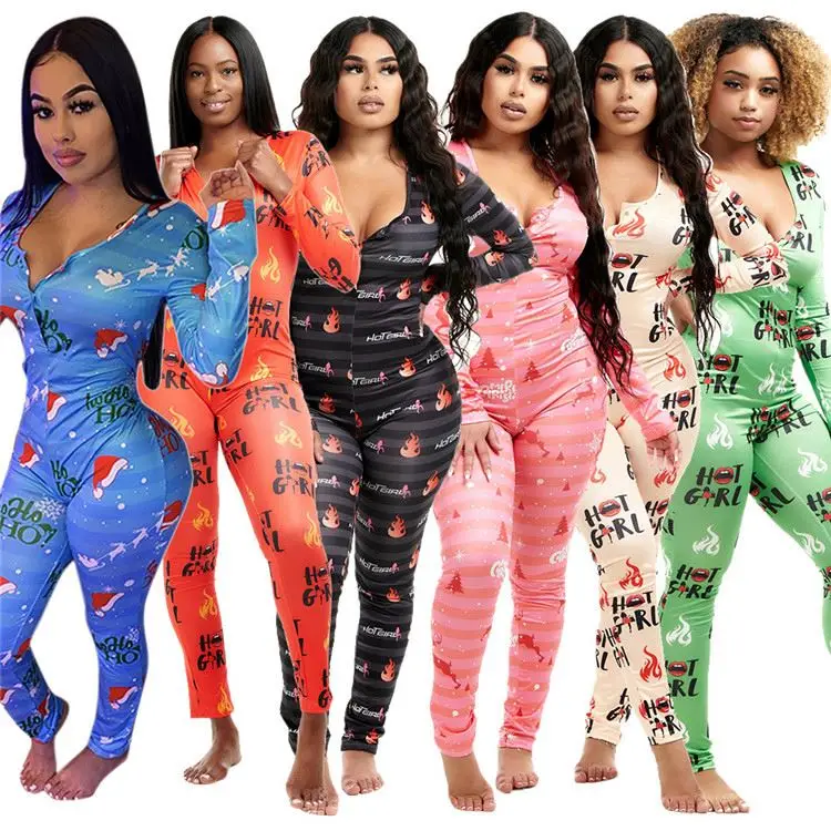 

Best Seller High Quality Women Fashion Clothing 2021 Winter Print Jumpsuit Women Colorful One Piece Jumpsuits