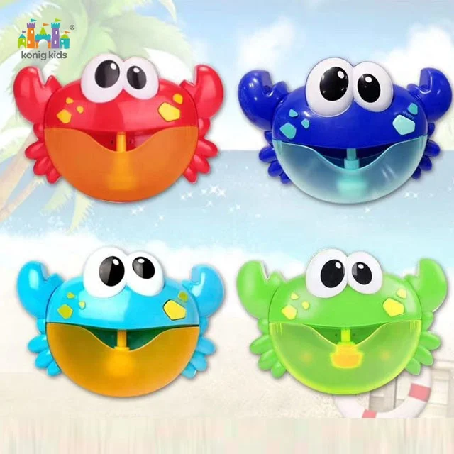 
2020 Konig Kids Fun Summer Popular Music Plastic Crab Animal Cartoon Play Baby Water Making Bubble Bath Toy 