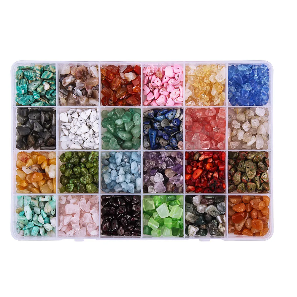 

24 colors irregular stone beads jewelry kit supplies top sales amazon real chip gemstones beads high quality gemstone beads, Multi colors