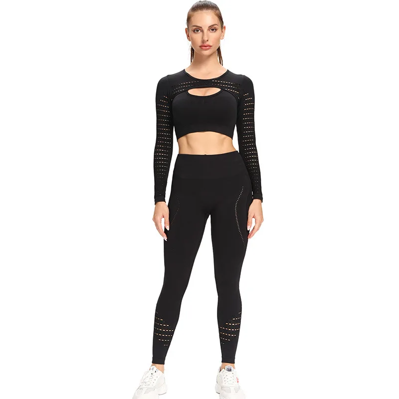 

Wholesale ladies crop top long pants sportswear clothes solid color sexy women 2021 fitness 2 piece yoga sets, Black,dark red